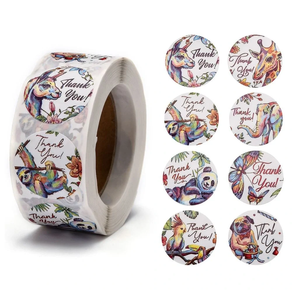 500 pcs Animals Thank You Sticker Roll